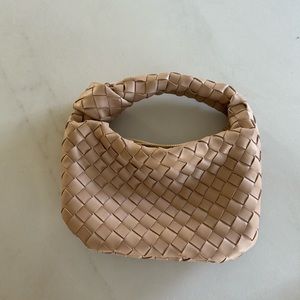 Woven soft leather shoulder bag